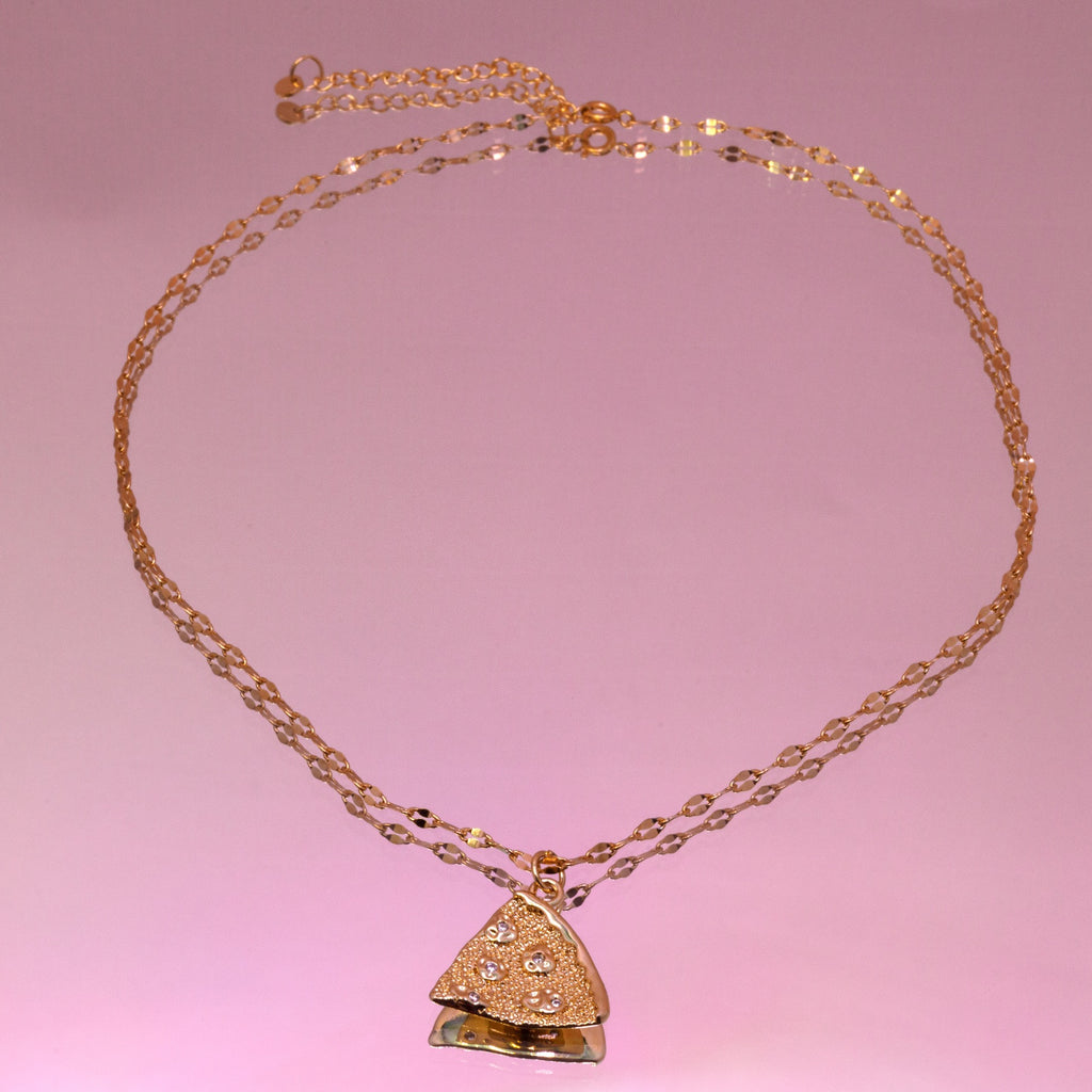 Stainless steel ketting met pizza bedel